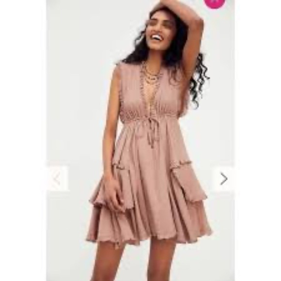 Free People Antoinette Mini Dress Pebble Ruffle Boho Size Small - Picture 2 of 11